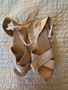 Refresh Lace-Up Espadrille Sandals in Blush Pink